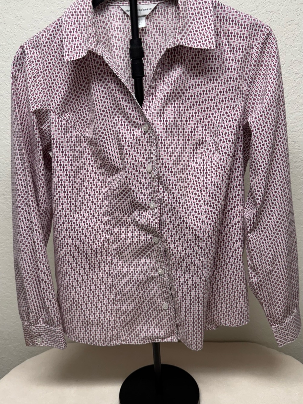 Christopher & Banks Red and White Geo Print Blouse